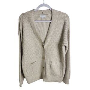 Evereve Oatmeal Brown Grandpa Cardigan Button Front Size Small Oversized
